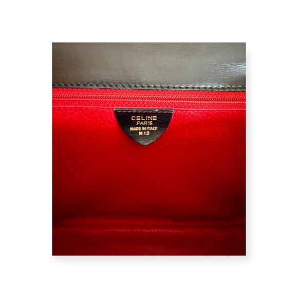 CELINE Frame Shoulder Bag | Red Suede & Black Leather - Picture 8 of 9